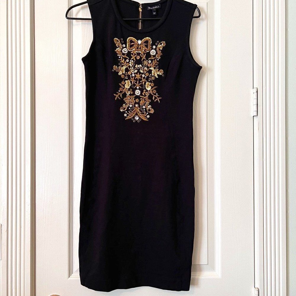 Juicy Couture LBD Little Black Dress Ornate Embellishment Back Zip Size 4